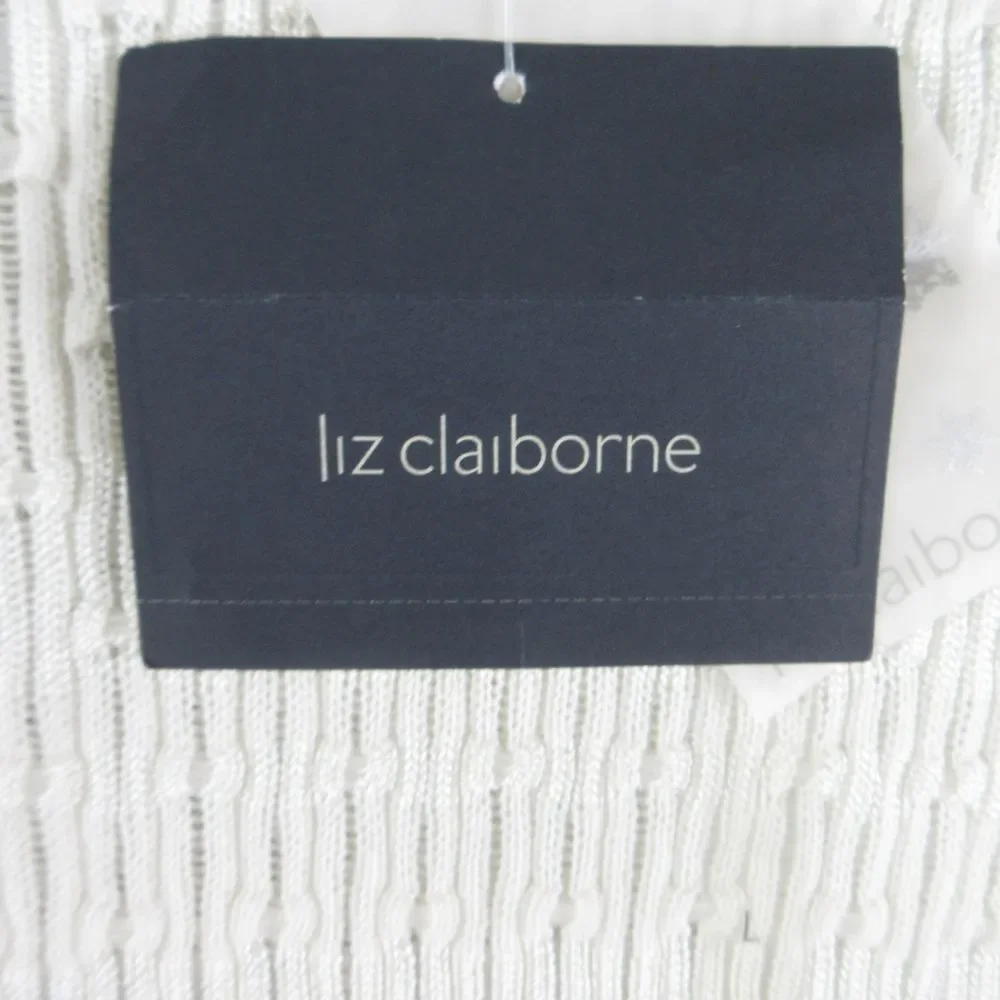 Liz Claiborne Sweater Womens Large White Long Sleeve Pullover NWT
